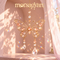 morsagvan™ FlutterDawn Butterfly Suncatcher — Double-Prism Window Hanging, Peach Glass Bead Rainbow Decor