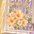 morsagvan™ ApricotBloom Floral Window Panel — Translucent Acrylic Suncatcher, Honey-Gold Flower Hanging, 7 in.