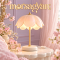 morsagvan™ BloomShade Flower LED Table Lamp — Scalloped Peach Petal Shade, Warm White USB Accent Light